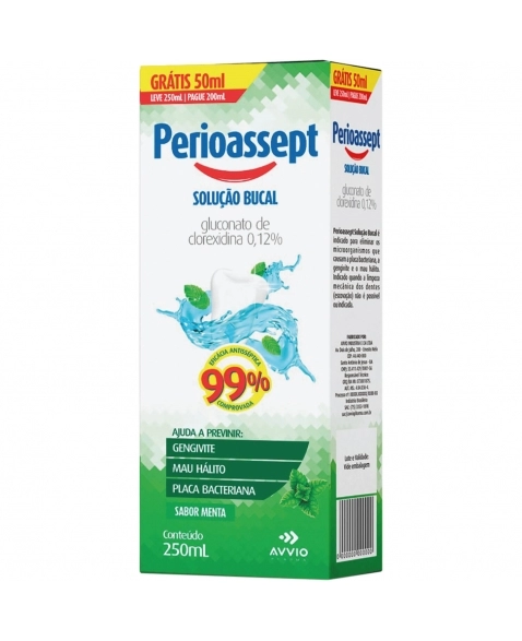 PERIOASSEPT ANTISSEPTICO BUCAL COM ALCOOL 250ML